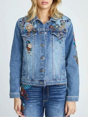 Driftwood Denim Jacket “Varsity Vines”  size M NWT